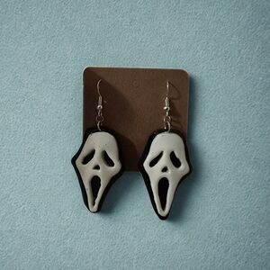 Black and White Ghost Face Earrings